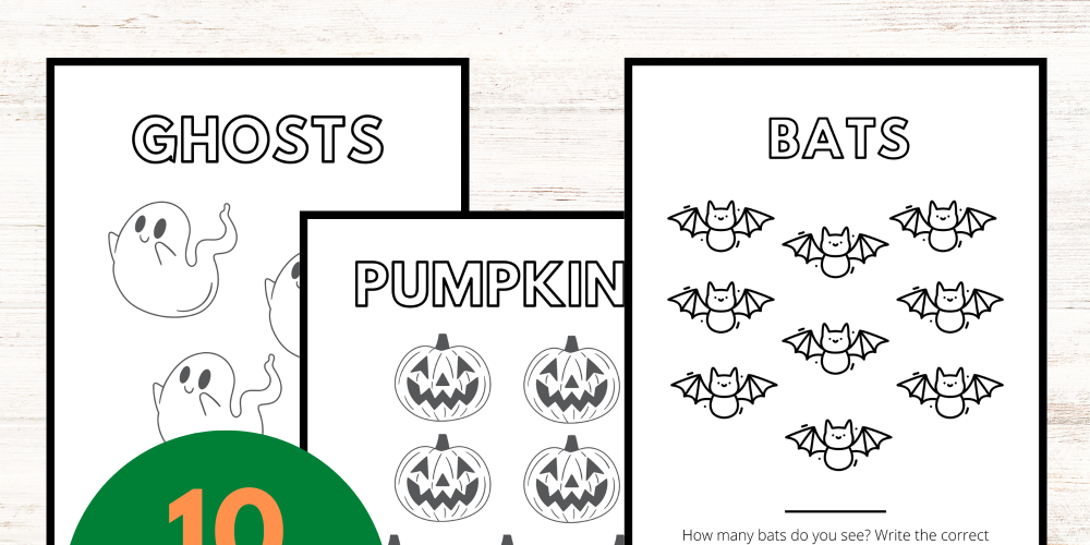 halloween color and count printable coloring sheets