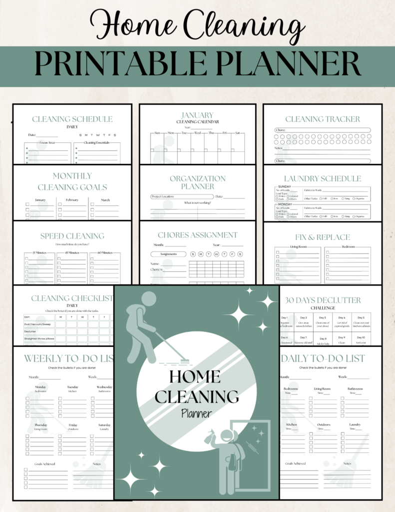 home cleaning printable planner