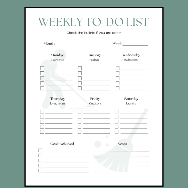 free home cleaning checklist