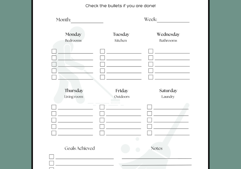 free home cleaning checklist